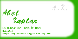 abel kaplar business card